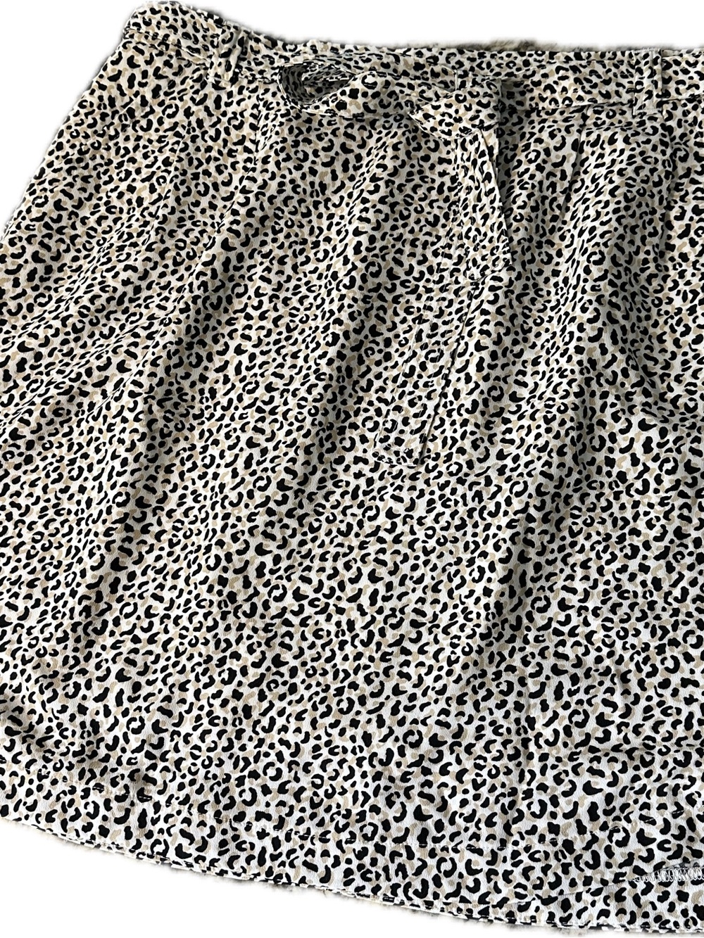 LOFT Leopard Print Elastic Waist Skirt - Black & Cream